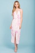 Emilia Open Back Floral Print Midi Dress Pink