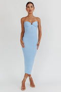 Real Talk Sweetheart Neckline Midi Dress Blue
