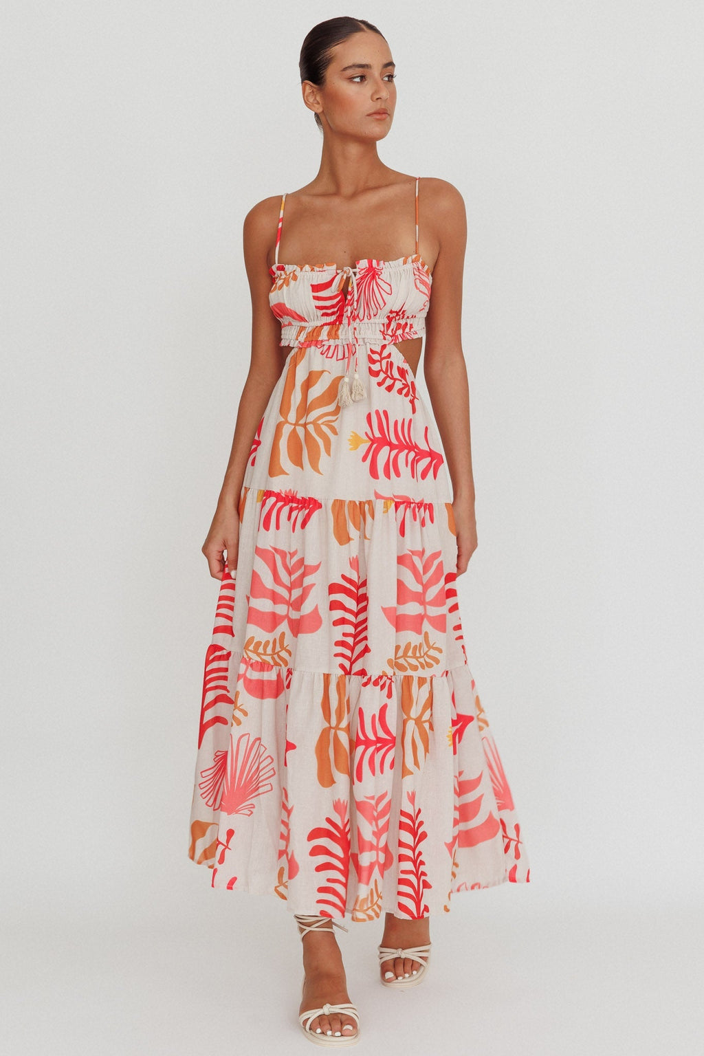Eyona Cut-Out Back Floral Maxi Dress Pink